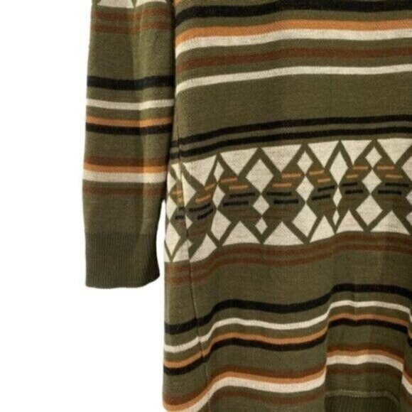 Allison Brittney Southwestern Aztec Long Cardigan Sweater Drape Open Front - Picture 9 of 9